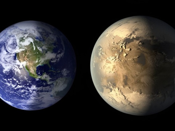 Image of Earth and theoretical exoplanet