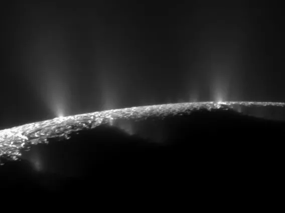 Plumes rising above Saturn's moon Enceladus