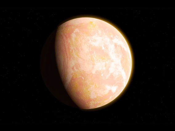 An artist interpretation of the hazy atmosphere of Archean Earth - a pale orange dot.
