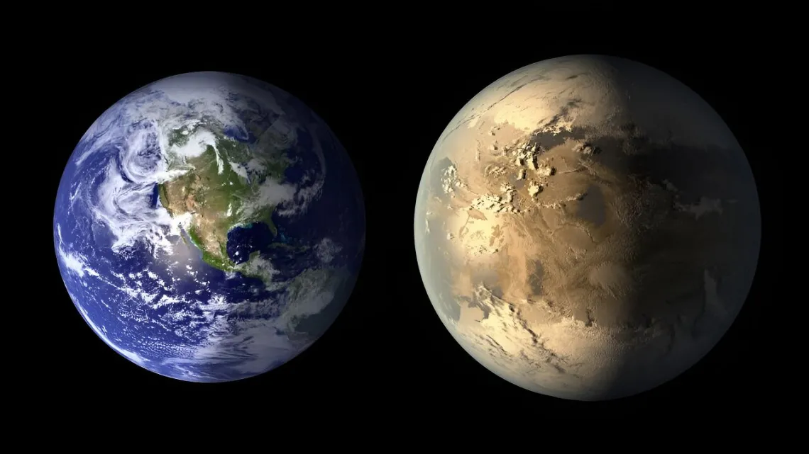 Image of Earth and theoretical exoplanet