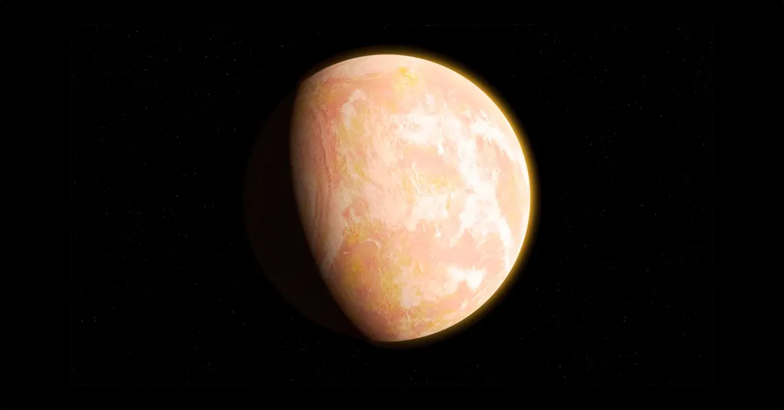 An artist interpretation of the hazy atmosphere of Archean Earth - a pale orange dot.