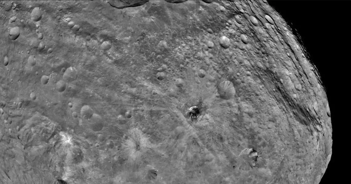 Dawn image of the surface of Vesta.