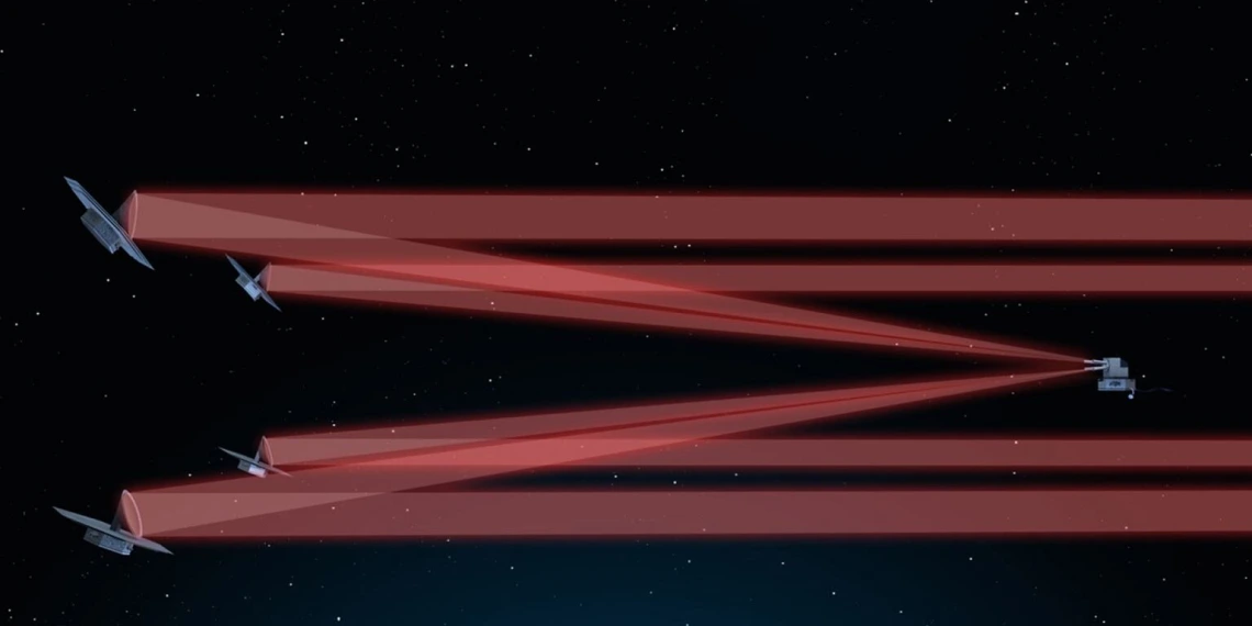 Illustration of the Large Interferometer For Exoplanets (LIFE) mission.