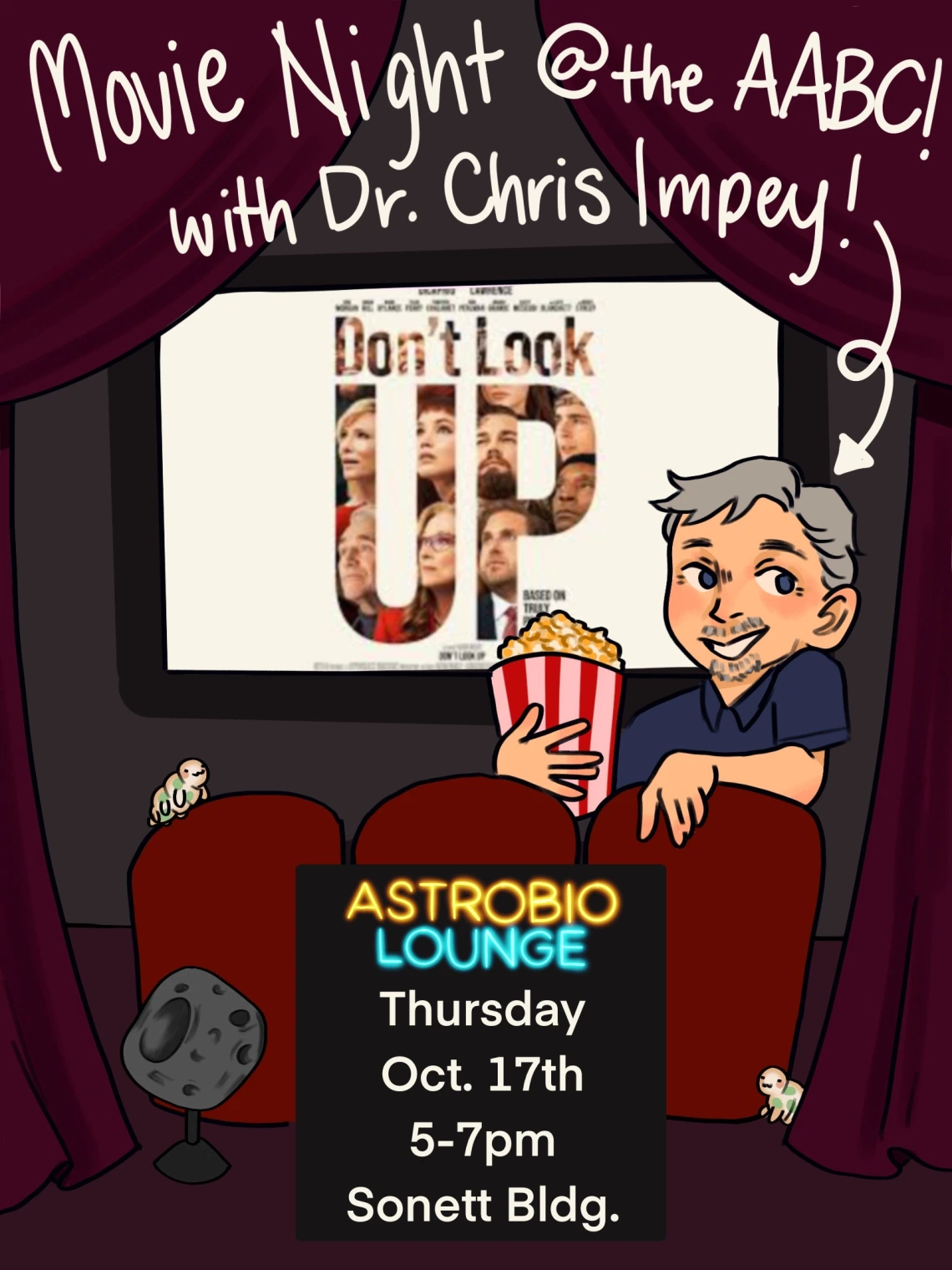 Movie Night poster for the Astrobio Lounge