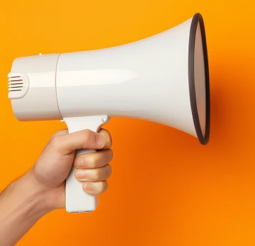 Image of a person holding a bullhorn